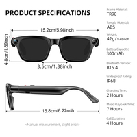 En stock – Lunettes intelligentes IA en gros avec caméra 8MP, traduction en temps réel, audio Bluetooth, assistant vocal, enregistrement photo et vidéo