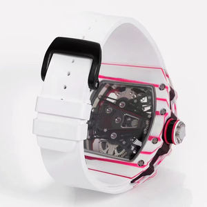 Reloj Mecánico de Esqueleto Rm Personalizado de Alta Gama 2026, Reloj de Pulsera Deportivo con Caja de Fibra de Carbono en Degradado Blanco y Rosa, Regalo Lujoso para Hombre - Product Image 6
