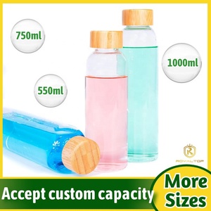 Royaltop Vente en gros Logo personnalisé Botella De Agua Bouteille d'eau transparente en verre borosilicaté incassable avec couvercle en bambou pour le sport GYM - Product Image 3