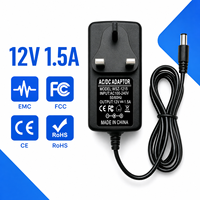 Alimentation électrique AC/DC 12V 1.5A avec prise UK, chargeur mural 18W, adaptateur 100-240V 50-60Hz pour lampe de bureau LED, vente en gros