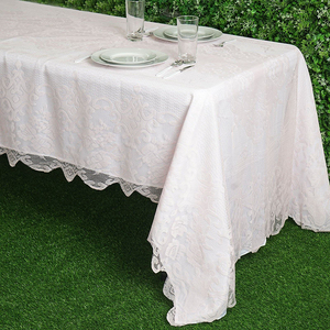 Nappe moderne de luxe au crochet 100% polyester imperméable et résistante à l'huile avec bord festonné pour mariages dîners fêtes - Product Image 5