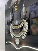 Tableau mural Art Déco de luxe en résine époxy, avec LED intégrées, orné de strass brillants, peintures décoratives faites à la main