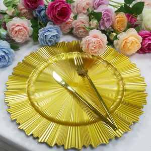 Assiettes de Présentation en Plastique Doré de Luxe 13 Pouces, Vaisselle Économique pour Hôtels, Restaurants, Fêtes, Mariages, Dîners - Product Image 1