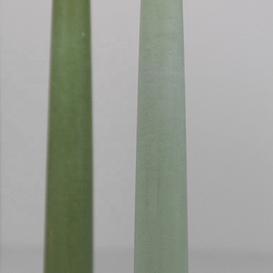 Wedding Decor <strong>Set</strong> of 3 Distressed Wax Green LED <strong>Candle</strong> <strong>Set</strong> Conical Flameless Taper <strong>Candle</strong> with 3D Real Flame - Product Image 5