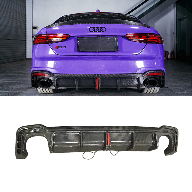 For AUDI RS5 B9.5 2 Doors Coupe Sportback 4Door Carbon Fiber Rear Bumper Rear Diffuser 2020-2024 Year