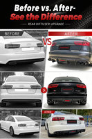 Kit carrosserie Perfiply en fibre de carbone véritable, diffuseur de pare-chocs arrière avec éclairage LED pour Audi A6 S6 C7 C7.5 2012-2015