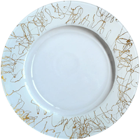 Assiette en verre à motifs en relief or et argent, idéale pour les hôtels et les mariages. Luxueux et élégant, vente directe du fabricant.