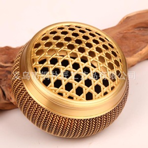 Quemador de Incienso Extra Grande de Cobre Puro y Ratán, Bandeja para Incienso de Sándalo Estilo Suzhou, Quemador de Incienso para Interiores del Hogar, Creativo - Product Image 3