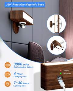Yilaie הוביל קיר מצונק סוללה שחור נטענת אגוז שחור נטענת קיר תאורה מקורה אור קיר אלחוטי מקורה לקריאה חדר שינה - Product Image 3