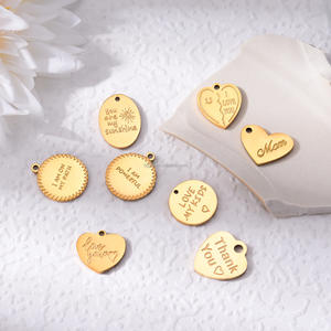 Pendentif Disque Personnalisé en Acier Inoxydable Plaqué Or 18K avec Citation, <span class=keywords><strong>Mantra</strong></span> ou Verset – Breloque Souvenir DIY - Product Image 2