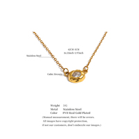 Collier pendentif JINYOU 8363 en zircone cubique, bordure texturée irrégulière effet lave, acier inoxydable plaqué or PVD