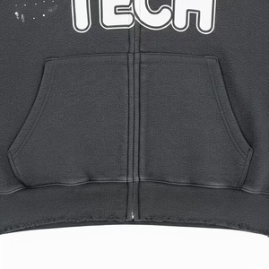 Custom Autumn Streetwear Rhinestone Pullover Hoody <b>Sweatshirt</b> Heavyweight <b>Vintage</b> Screen Printing <b>Oversized</b> Zipper up Hoodie Men - Product Image 4