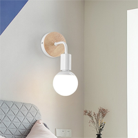 Applique murale LED nordique en fer blanc/noir, ampoule E27 pour chambre à coucher et salon