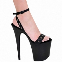 Sandalias de Plataforma con Tacón Ultra Alto de 20 cm, Modelo Simple con Hebilla, Color Negro, para Bailarinas, Estilo Sexy y Fetichista, Punta Abierta