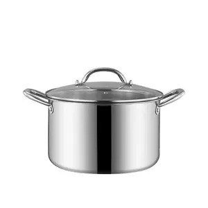 Cacerola de acero inoxidable de alta calidad, olla de salsa con tapa, olla de cocina, sartén para salsa, 28cm, 2021