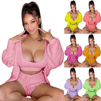 Bán Buôn 3 Piece Phòng Chờ Mặc Phụ Nữ Pyjama Dài Set Crop Top Và Ngắn Pyjama Set Với Robe Phòng Chờ Mặc Bộ