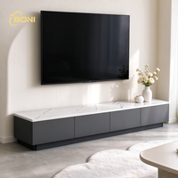 Lemari Konsol TV Modern Grosir 120 140 160cm Tampilan Marmer Profil Rendah Furnitur Penyimpanan Ruang Tamu