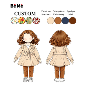 Vêtements pour enfants, manteau kaki pour filles, veste coupe-vent à double boutonnage avec volants et boutons perlés, veste d'extérieur pour enfants, vêtements <span class=keywords><strong>de</strong></span> tous les jours - Product Image 1