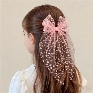 Accessoires pour <span class=keywords><strong>cheveux</strong></span> élégants : Pinces à nœuds en dentelle, grandes barrettes à nœuds avec longues queues - Product Image 3