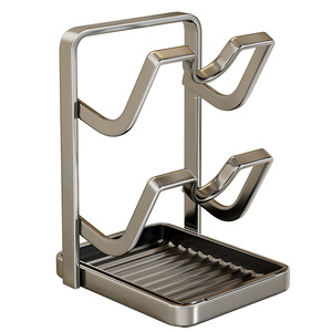 <b>Pot</b> <b>Lid</b> Rack Carbon Steel Kitchen Draining Rack With Drip Tray Countertop Storage - Product Image 1