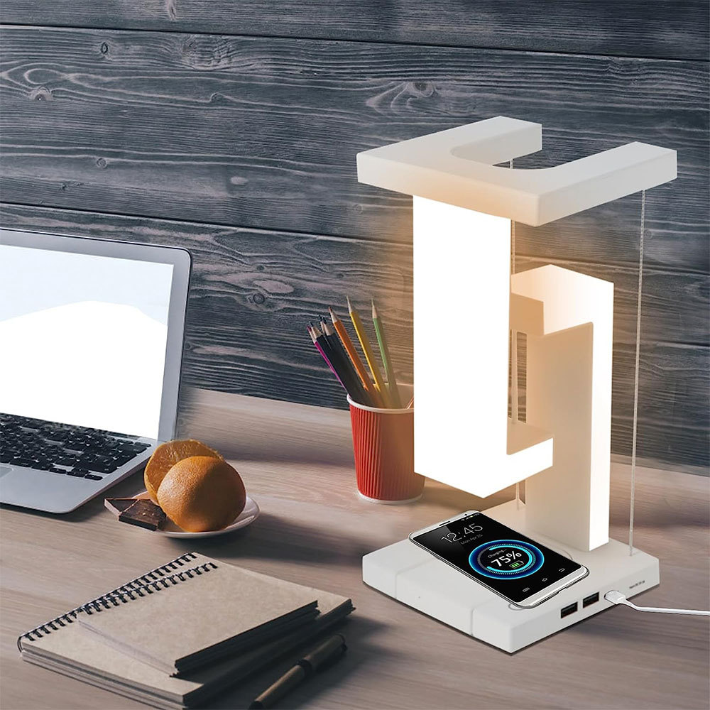 Anti Gravity LED ABS Reading Desk Light for Bedroom Study Office Home Decor Magnetic Levitation Wireless Charging Lamp
