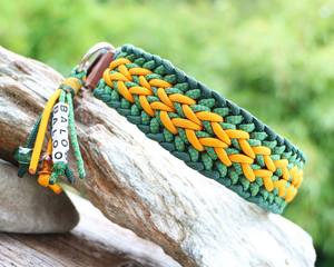 Nuevo conjunto de correa de Collar ajustable personalizado para mascotas hecho a mano 550 Collar de perro trenzado de Paracord con hebilla de cuero decoración de plumas - Product Image 3