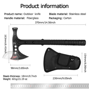Hache à double lame en acier inoxydable avec manche en bois HK DIY pour l'extérieur, avec une tranche de coupe de 3 pouces, 395 mm, garantie 1 an, pour le camping - Product Image 6
