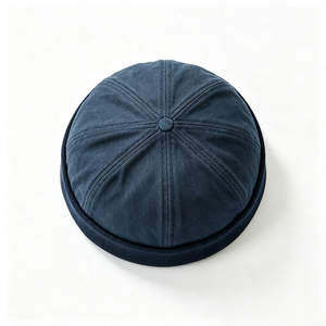 Unisex Docker <b>Cap</b> <b>Brimless</b> Woven Washed Cotton Skullcap Rolled Cuff Hat Retro Streetwear 3D Embroidery Outdoor Image Custom - Product Image 6