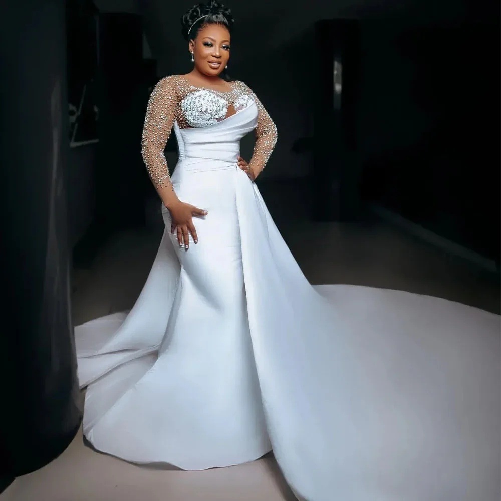 Latest Bridal Satin Long Gown Styles
