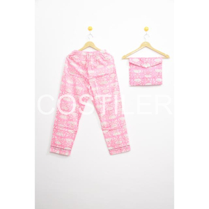 High Demanded Hand Block-Print Pure Cotton Floral Women's Long Sleeve Summer Sleep Lounge Wear Hand Printed Cotton Pyjama Set - Product Image 1