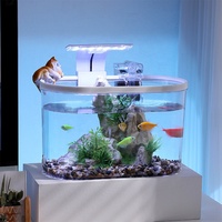 Mini aquarium transparent pour salon, chambre, décoration de bureau, paysage de table, petit aquarium avec éclairage LED