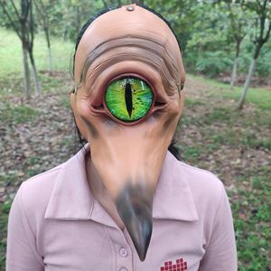 Masque d'horreur d'Halloween Monstre à un œil Masques en latex effrayants Alien Masque de plumeau de la peste à long bec Masque de carnaval Déguisements de fête Accessoires - Product Image 6