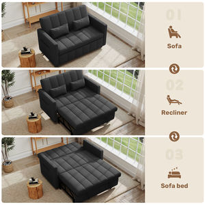 Canapé-lit convertible moderne 3-en-1 avec rangement et dossier réglable sur 5 niveaux pour salon, bureau à domicile, chambre à coucher - Product Image 4