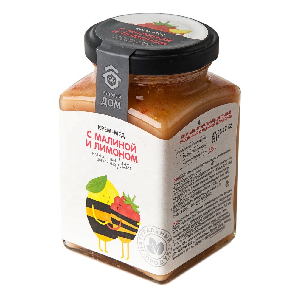Натуральный мед в русском стиле с малином и лимоном