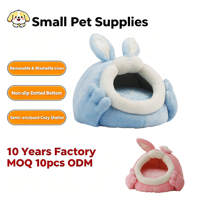 Nid pour petits animaux avec oreilles de lapin, lit semi-fermé en flanelle douce, rembourrage en coton PP, doublure amovible, base antidérapante, plusieurs tailles