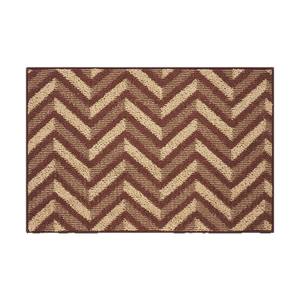Paillasson rectangulaire antidérapant style nordique à chevrons, tapis d'entrée pour usage domestique en fibre de polyester à poils bicolores - Product Image 3
