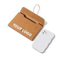 Enveloppes à cordon marron pour présentation d'accessoires de téléphone, emballage personnalisé, boîte à cordon imprimée, enveloppe à œillet
