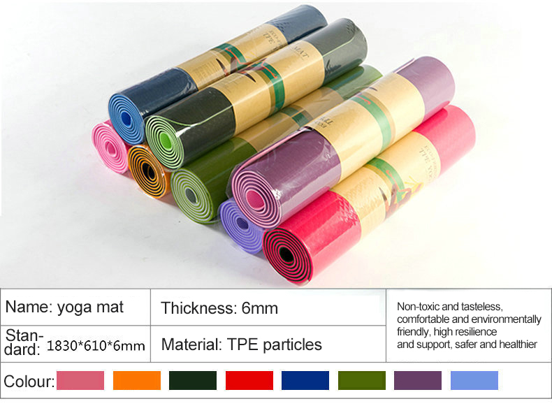 Gym Pilates Yoga Tpe Rubber Thick Fitness Mat Anti Slip Custom Logo 7