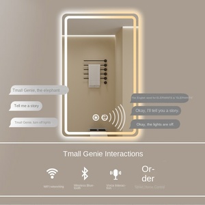 Espejo de baño LED inteligente antiniebla rectangular simple espejo de baño luminoso con pantalla táctil - Product Image 5