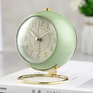 Small Table Clocks Classic Non-Ticking Tabletop Alarm Clock Desk Clock with Backlight HD Glass for Bedroom