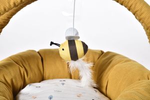 Weiches Cord-Haustierbett Rundes Katzen- und Hundebett mit Griff Niedliches Blumendesign - Product Image 4