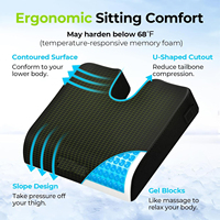 Coussin de chaise ergonomique antidérapant, soulagement de la douleur des escarres et des ulcères, soulagement de la sciatique, coussin de siège en gel pour fauteuil roulant