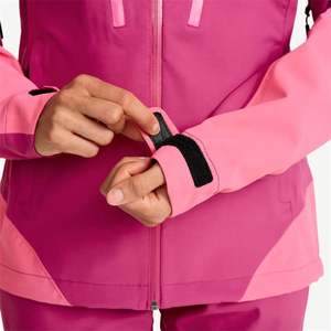 Conjunto de chaqueta y pantalones deportivos de poliéster Rosa personalizado para mujer, prendas de vestir informales sólidas con cuello levantado para la temporada de otoño - Product Image 4