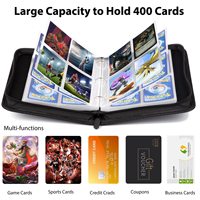 Classeur de cartes à collectionner en cuir PU personnalisé, 400 pochettes, fermeture éclair, pour cartes à collectionner et photos