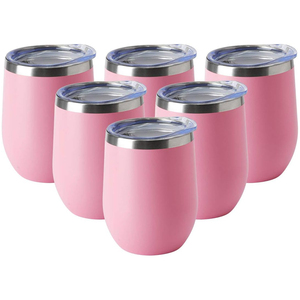 Gobelets à vin isothermes en acier inoxydable à double paroi de 12 oz en forme d'œuf avec couvercle, personnalisables avec logo, pour camping et bureau, écologiques - Product Image 1