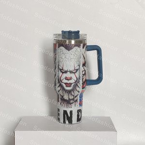 2024 yüksek kalite özel 40oz araba kupa cadılar bayramı korku filmi kolu saman yalıtımlı soğuk su kupası - Product Image 4