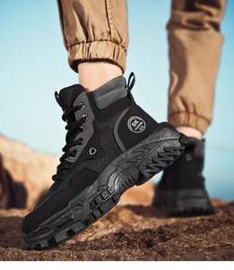 Zapatos de hombre resistentes al desgaste, impermeables, con suela gruesa, transpirables, de caña alta, estilo retro, para senderismo, caminar y uso casual al aire libre. - Product Image 5