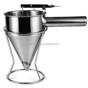 Entonnoir à pâte en acier inoxydable facile à presser avec support, distributeur de pâte mains libres pour beignets et crêpes - Product Image 4