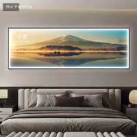 Horloge murale électronique créative haut de gamme en aluminium doré Rizhao Jinshan avec lampe et peinture pour la décoration du salon et de la chambre