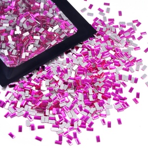OLeeya Vente en gros de strass pour ongles en verre 2*4mm, lot de 1440 pièces, pierres rectangulaires multicolores, bijoux 3D pour ongles - Product Image 2